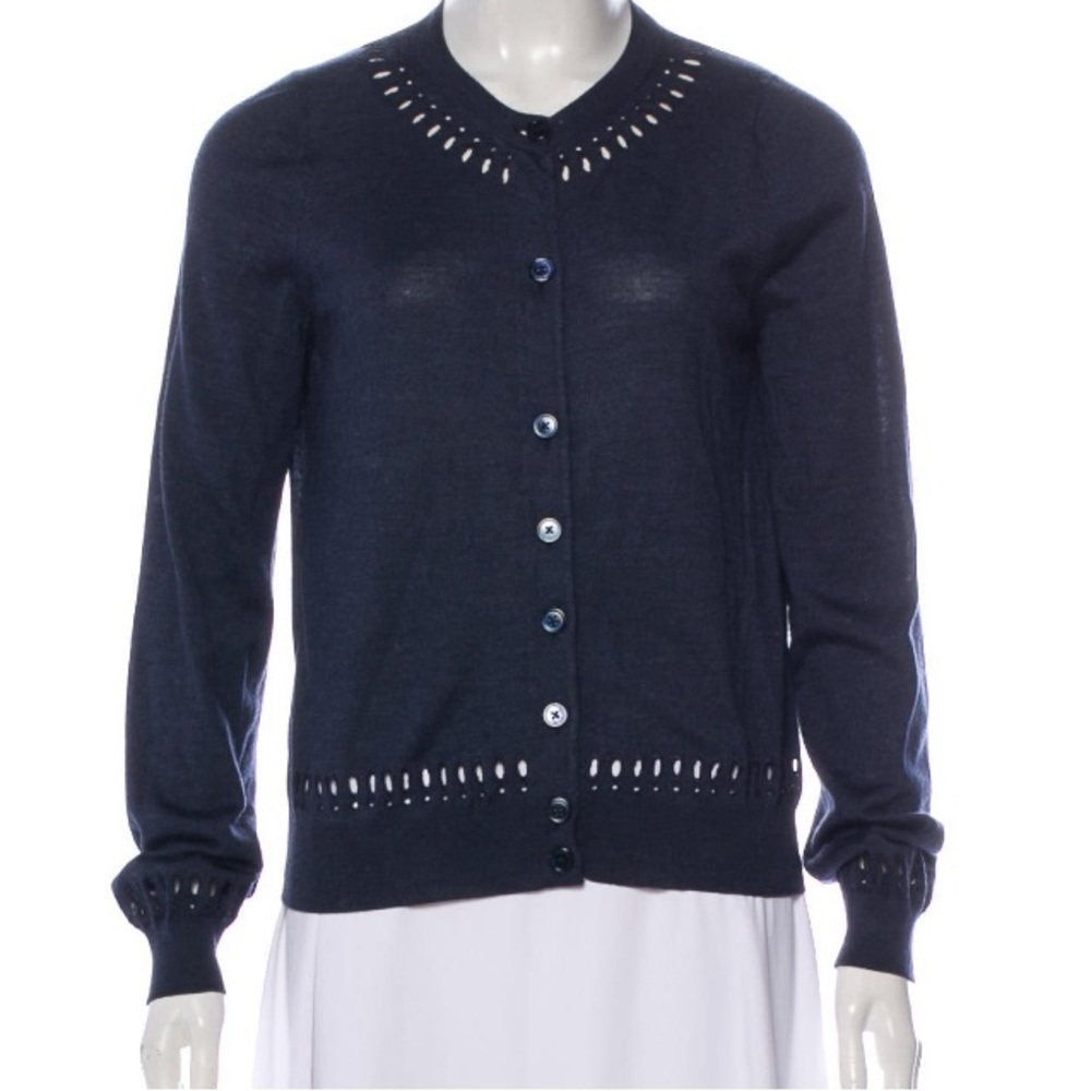 Marc Jacobs x Bergdorf Goodman silk & wool crew neck cardigan